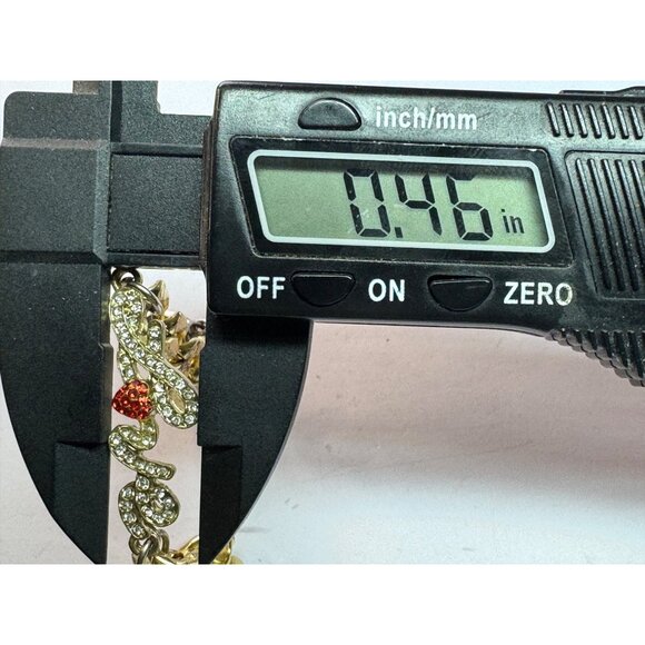 Estate Gold Tone Chunky Chain Bracelet “Love” Script with Rhinestones & Heart - Picture 4 of 5